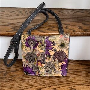 Patricia Nash Italian Leather Floral Patterned Crossbody Bag